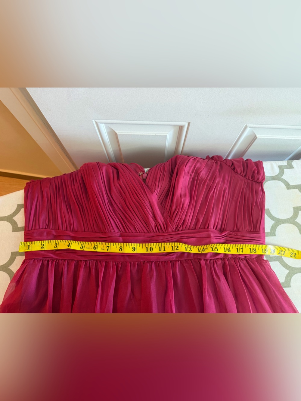 Mac Duggal Berry Ruffle Tiered Long Puff Sheer Sleeve A-Line Gown Size 16 NWT - Picture 4 of 16